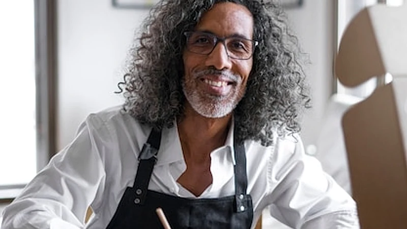 Smiley business owner with document medium shot