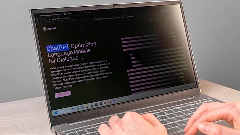 Lodz Poland March 01 2023 Open AI home page web site Chat GPT online bot service chatbot on laptop computer display