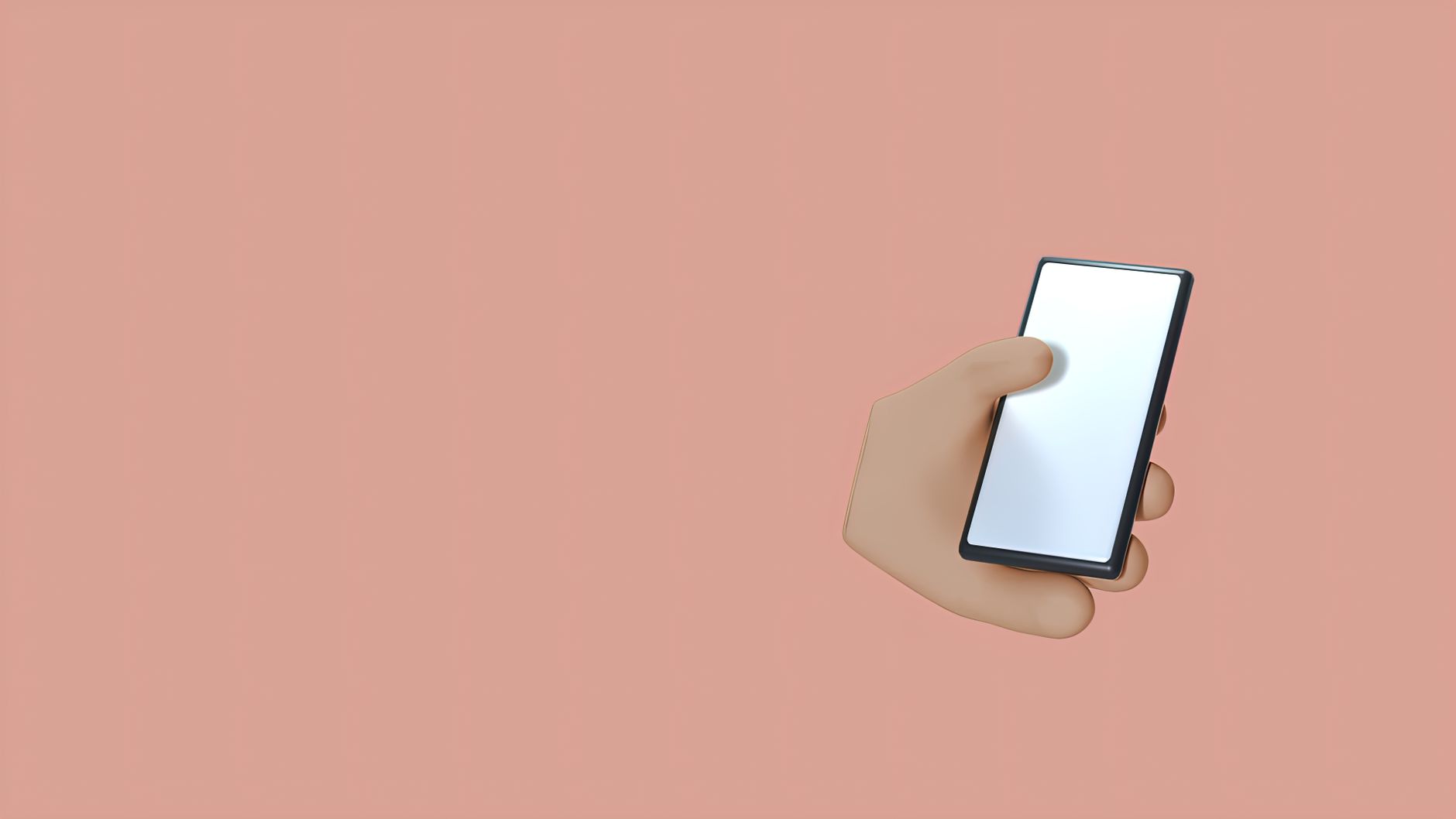 Minimalist 3D illustration of a hand holding a smartphone