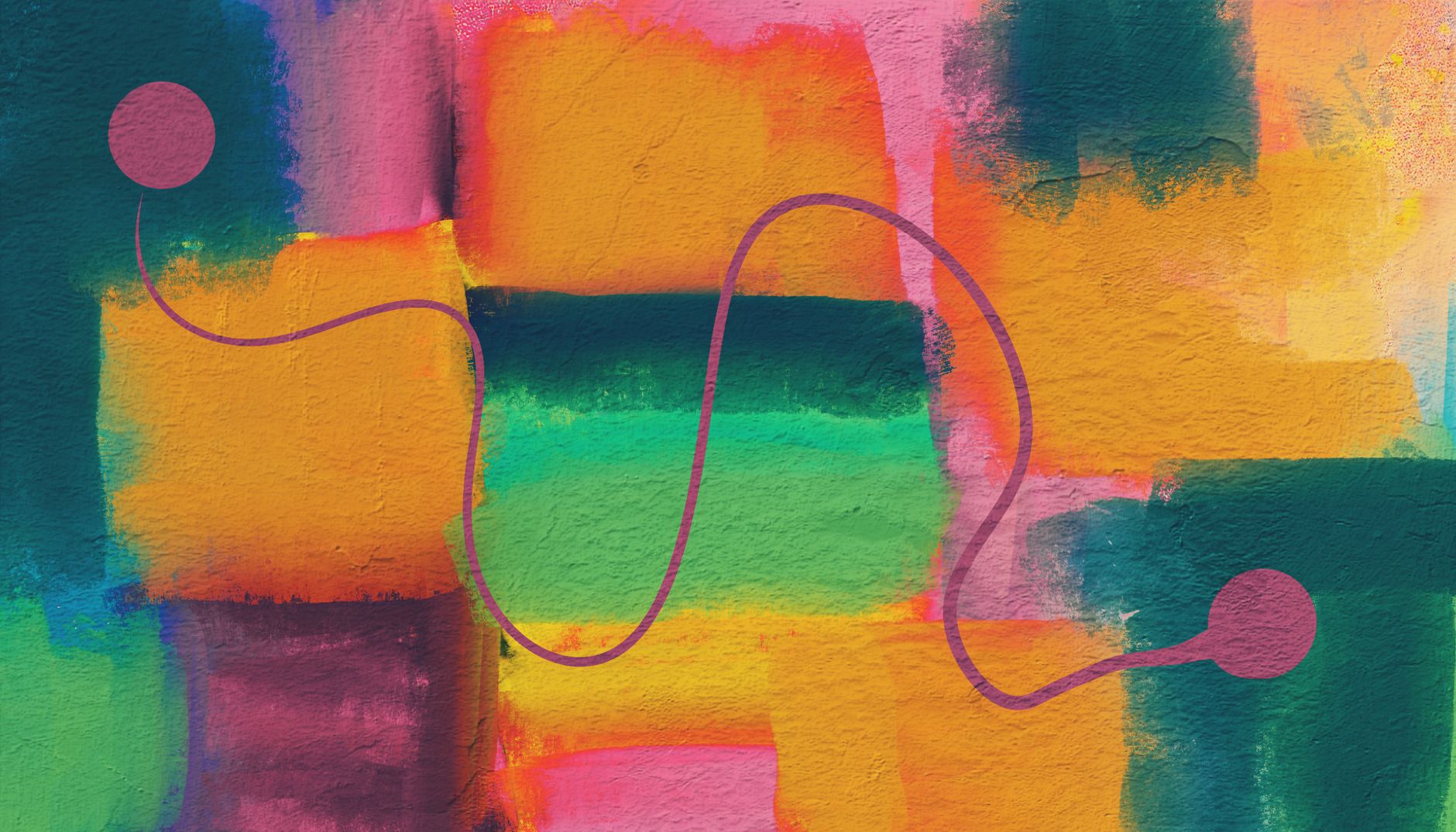 Dynamic abstract artwork featuring vibrant colors and fluid shapes.