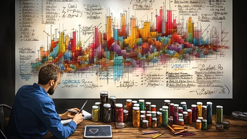 a man sits at a desk with a graph on it and the word  different  on it