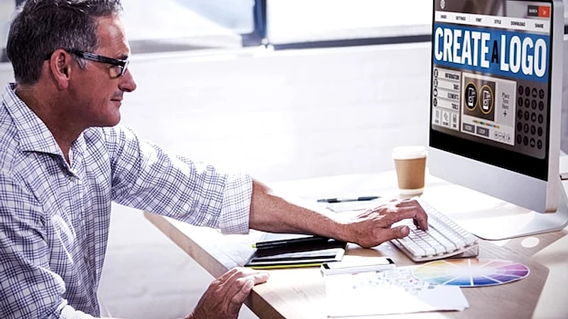 Composite image of webpage for create a logo